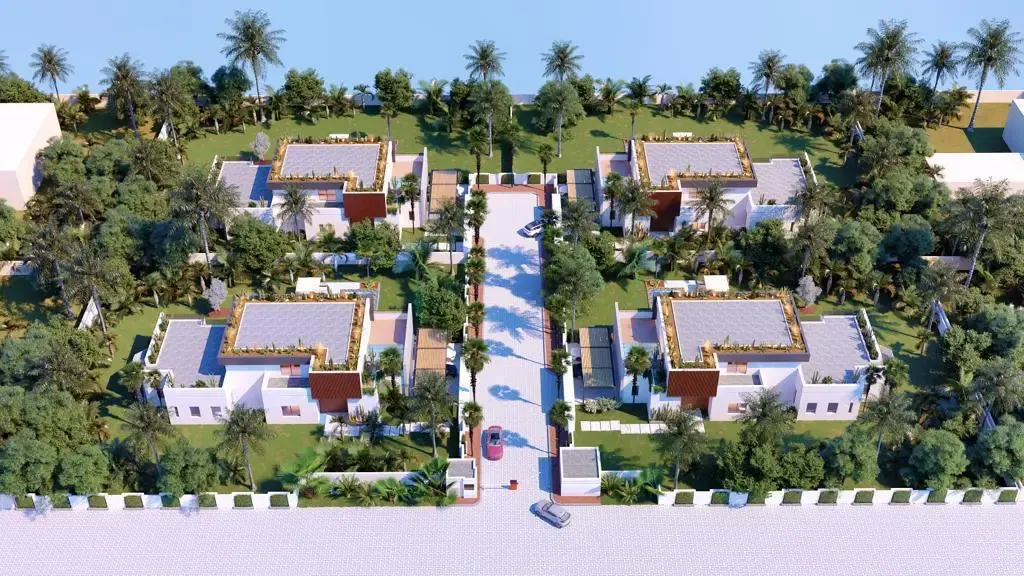 Vue aérienne d'un projet de villas GH Travaux à Marrakech